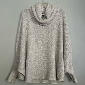 Cotton Girls women light grey crocheted oversized poncho sweater